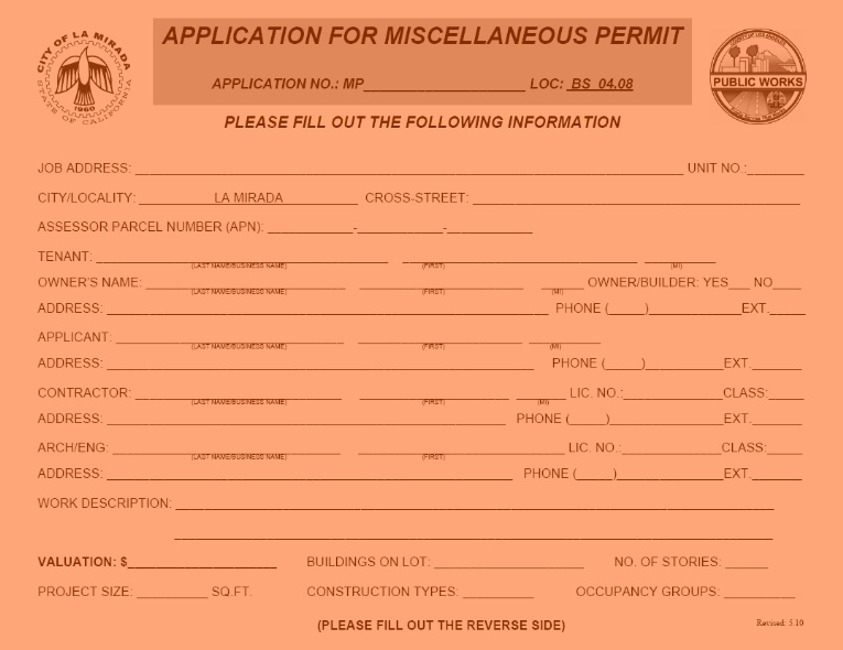 Miscellaneous Permit Application